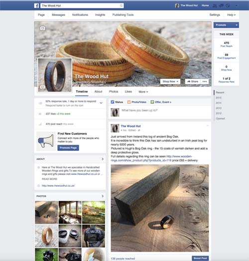 showcasing wooden rings through Facebook