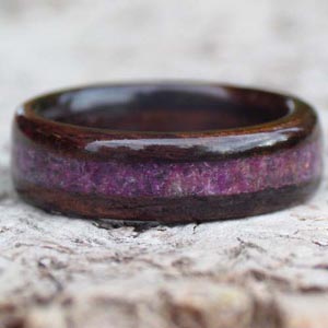 rose wood and amethyst ring