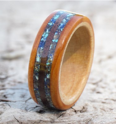 Shell, Gemstone & Wood Ring